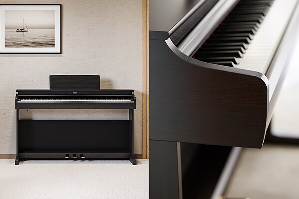 Et ARIUS-piano som passer godt inn i stuer, og buene i designdetaljene