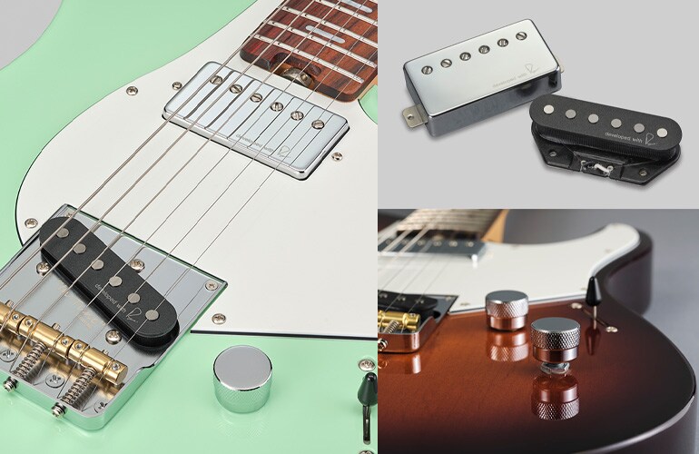 Nærbilde av pickupene og tonekontrollen på Pacifica SC Standard Plus