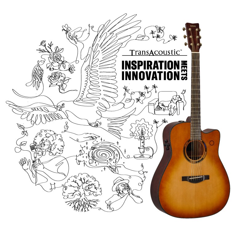 A vibrant illustration of birds, plants, and a woman singing into a microphone, symbolizing creativity, is placed to the left of TAG3 C on a white background. The tagline "INSPIRATION MEETS INNOVATION" appears in the center.