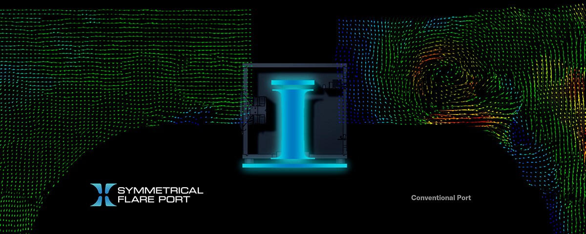 Figure representing the symmetrical flare port employed subwoofer, and port noise substantially being reduced.