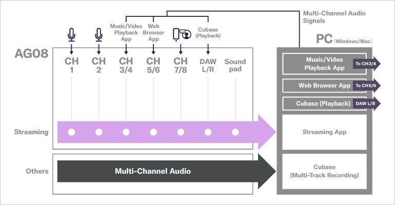 System Example 3: Streaming with Backup Recording on Cubase