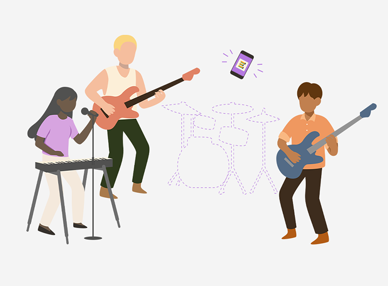 Musikkøvelsesappen Extrack som trer inn for bandmedlemmer som ikke kan delta på en økt