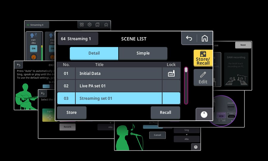 Yamaha URX22: Raske endringer i oppsett med Scene Recall